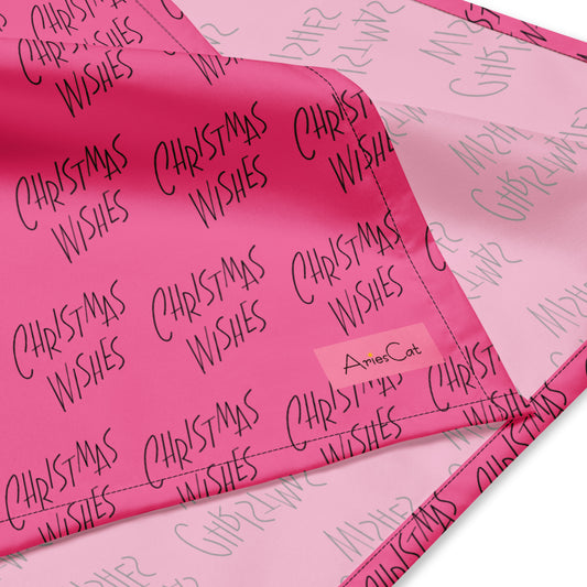 Pink Christmas Wishes Mid Century Retro Style All-over Print Bandana Headscarf