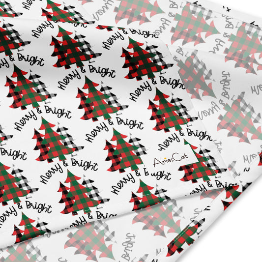 Merry And Bright Buffalo Check Christmas Tree All-over Print Bandana Headscarf