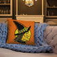 Retro Witch Full Moon Orange Halloween Square Pillow