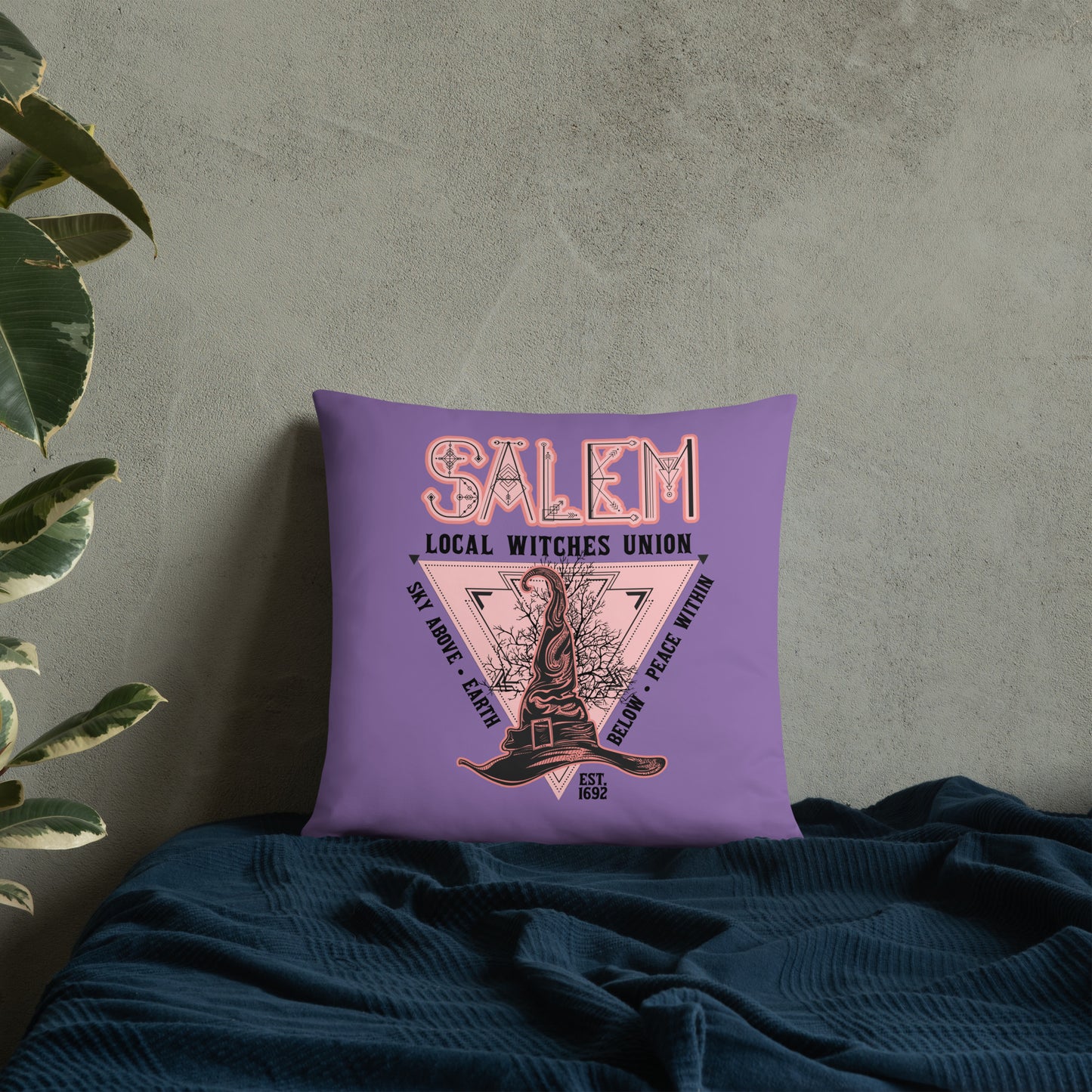 Salem Witches Union Purple Square Pillow