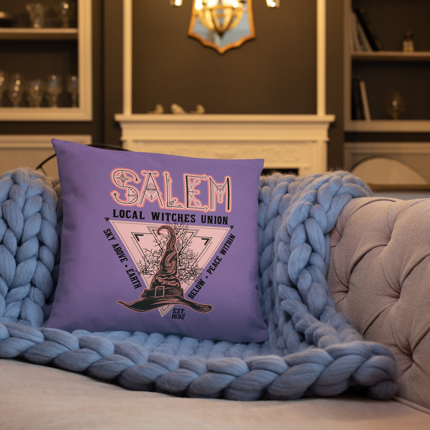 Salem Witches Union Purple Square Pillow