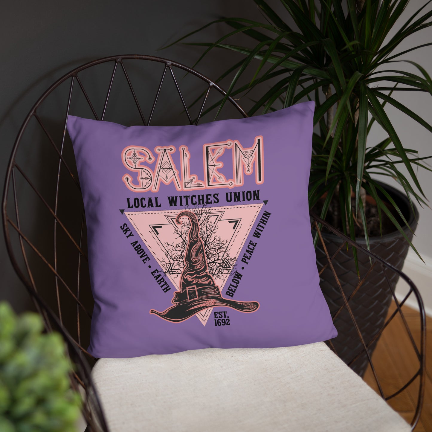 Salem Witches Union Purple Square Pillow