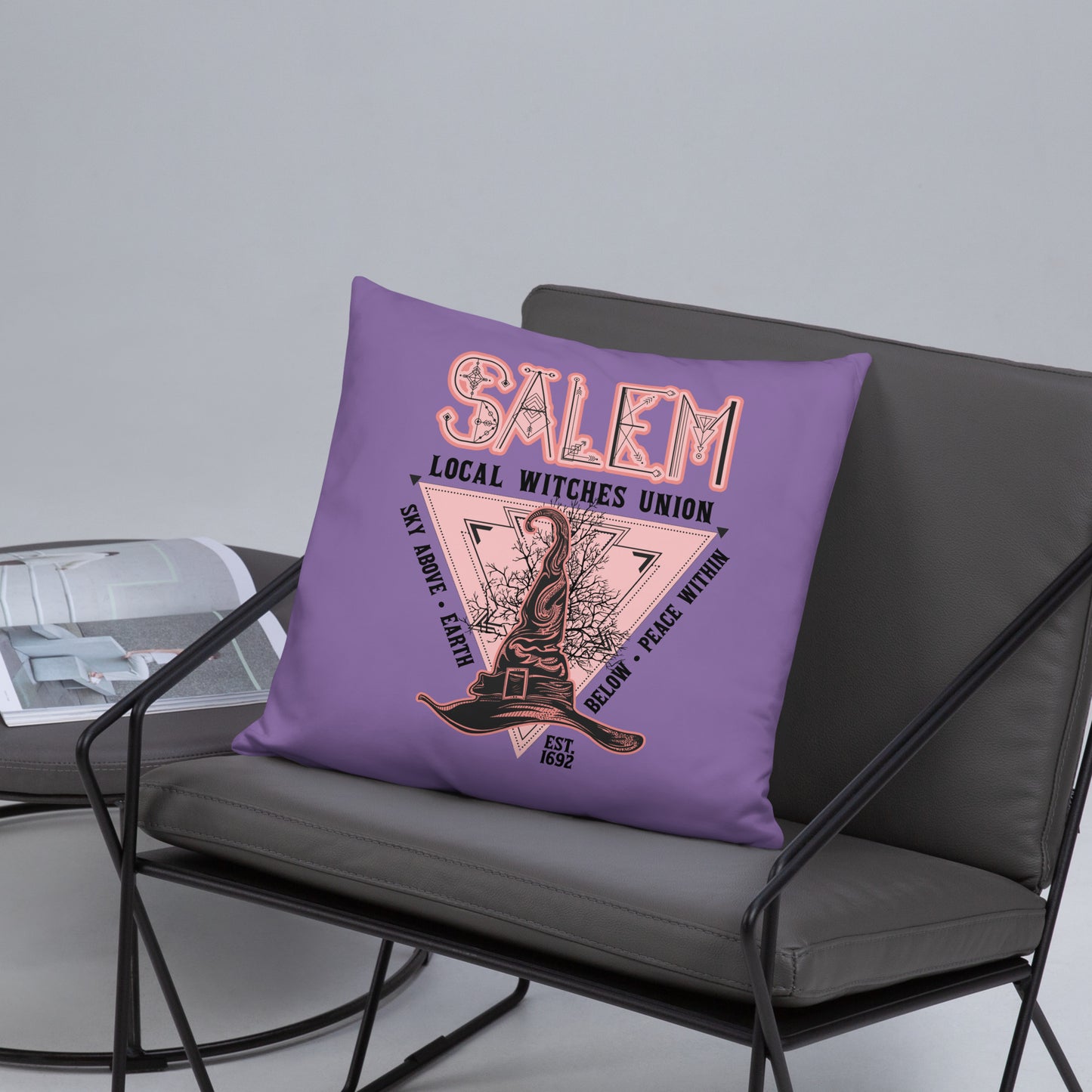 Salem Witches Union Purple Square Pillow