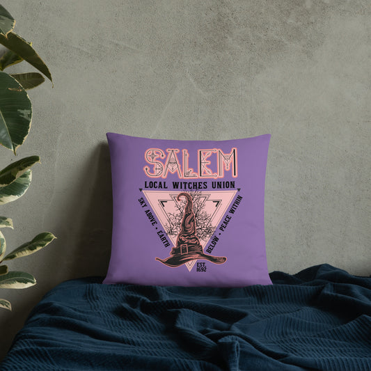 Salem Witches Union Purple Square Pillow