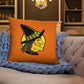 Retro Witch Full Moon Orange Halloween Square Pillow