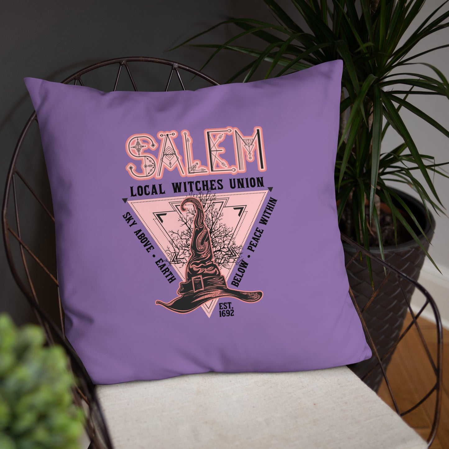 Salem Witches Union Purple Square Pillow