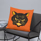 Black Cat Orange Retro Halloween Square Pillow