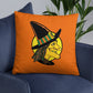 Retro Witch Full Moon Orange Halloween Square Pillow