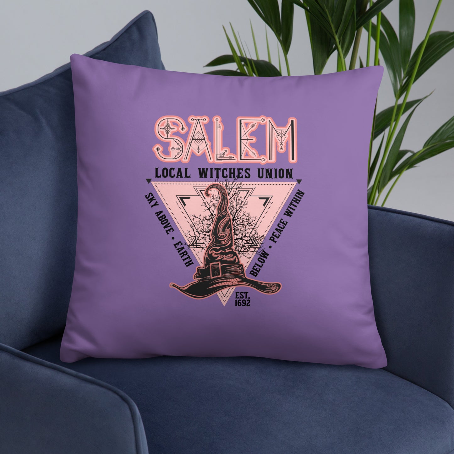 Salem Witches Union Purple Square Pillow