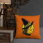 Retro Witch Full Moon Orange Halloween Square Pillow