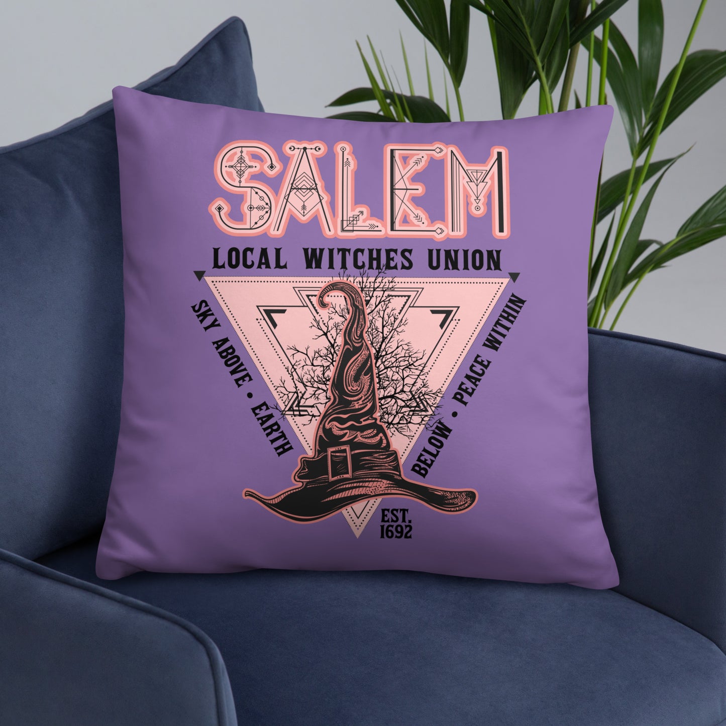 Salem Witches Union Purple Square Pillow