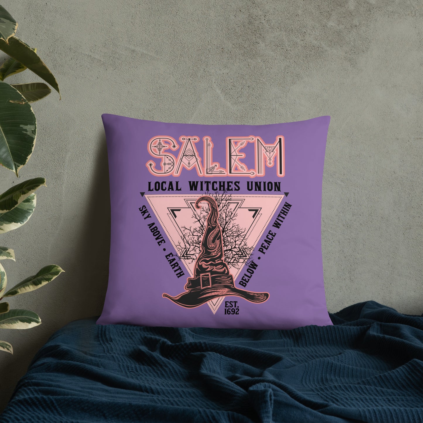 Salem Witches Union Purple Square Pillow