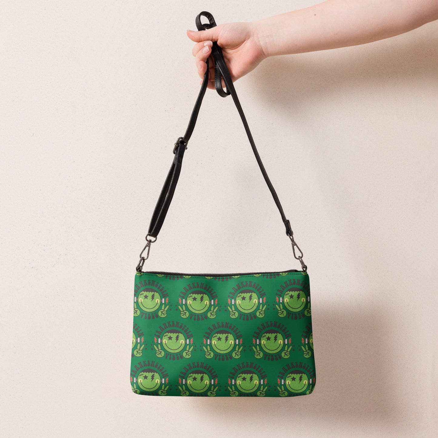 Frankenstein Vibes Halloween Retro Style Green Crossbody Bag Purse