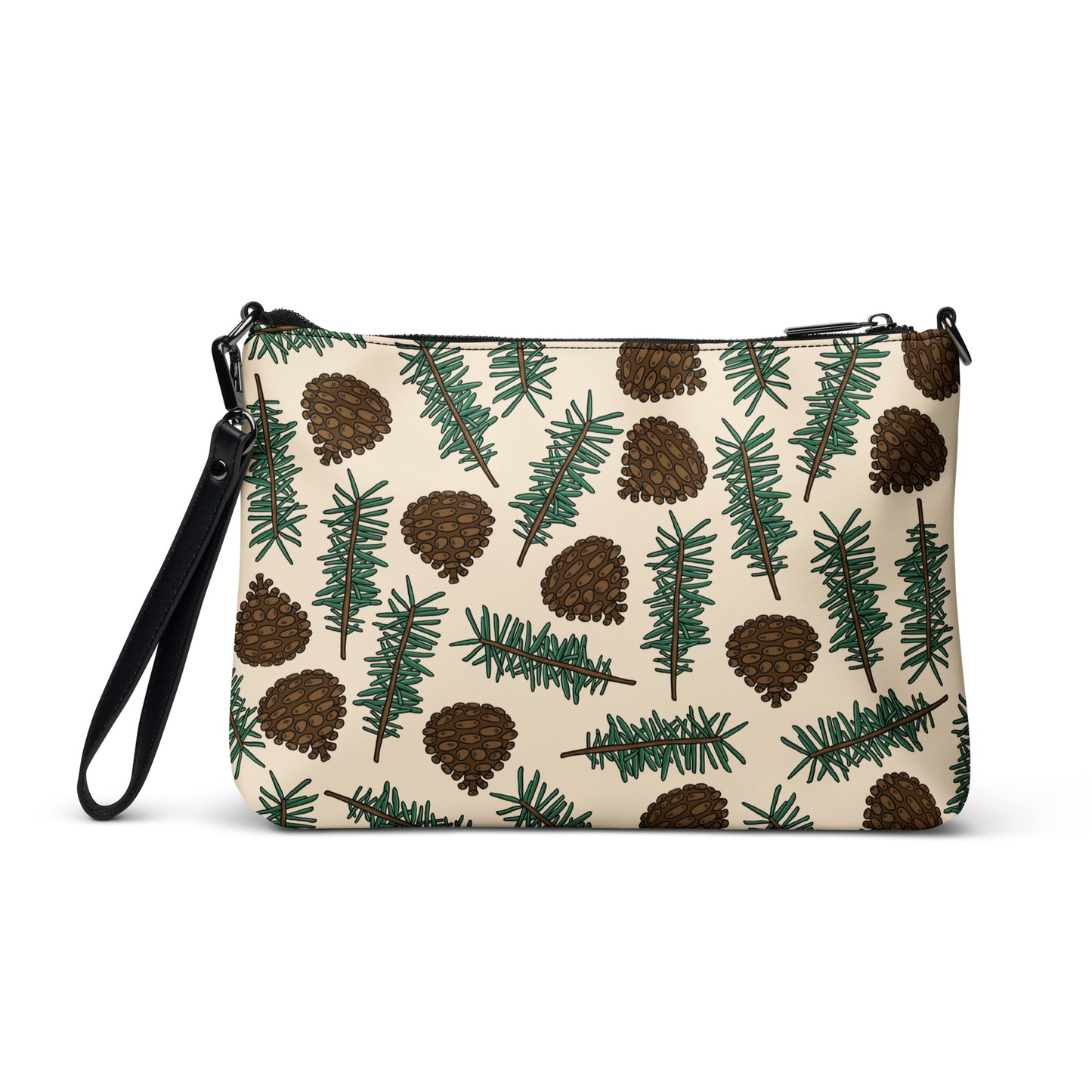 Pinecones With Sprigs Of Pine Cute Winter Christmas Crossbody Bag Purse