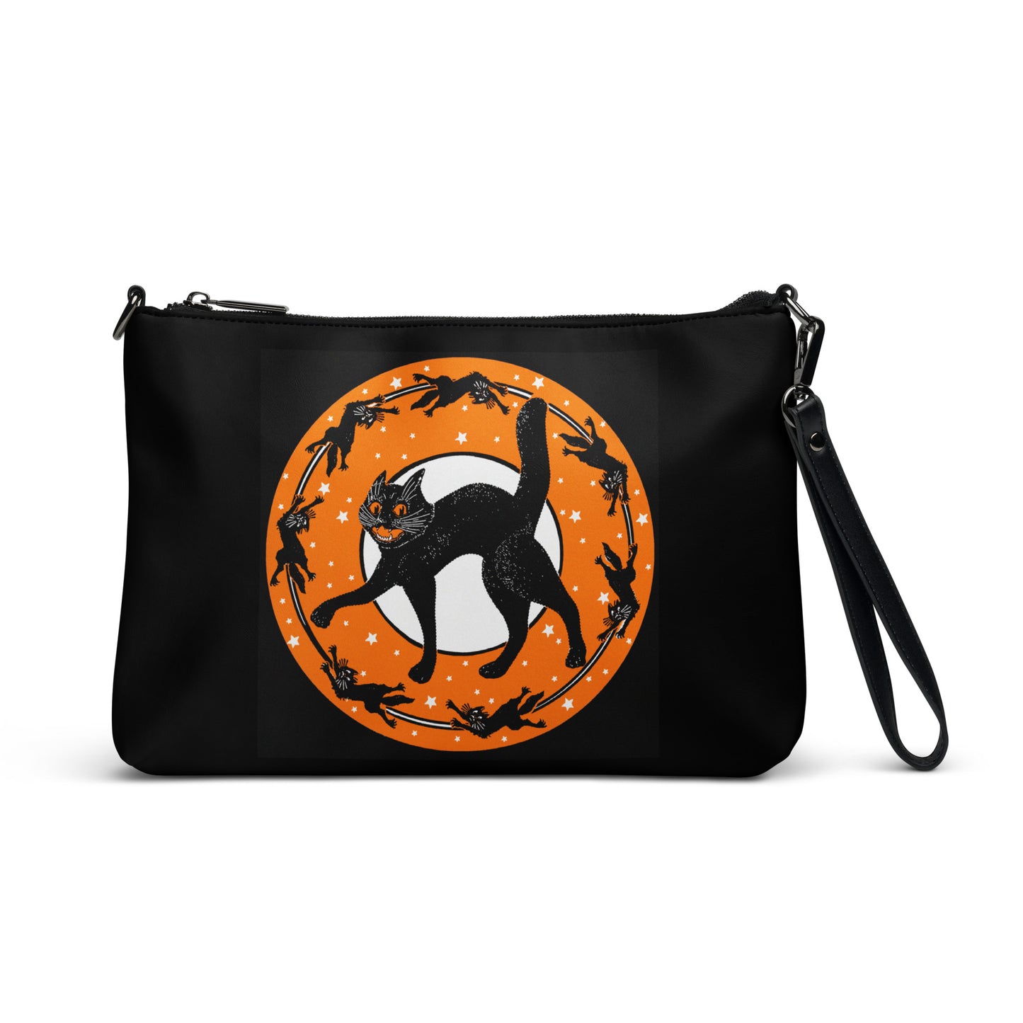 Black Cats Moon And Stars Retro Gothic Vintage Halloween Print Crossbody Bag Purse