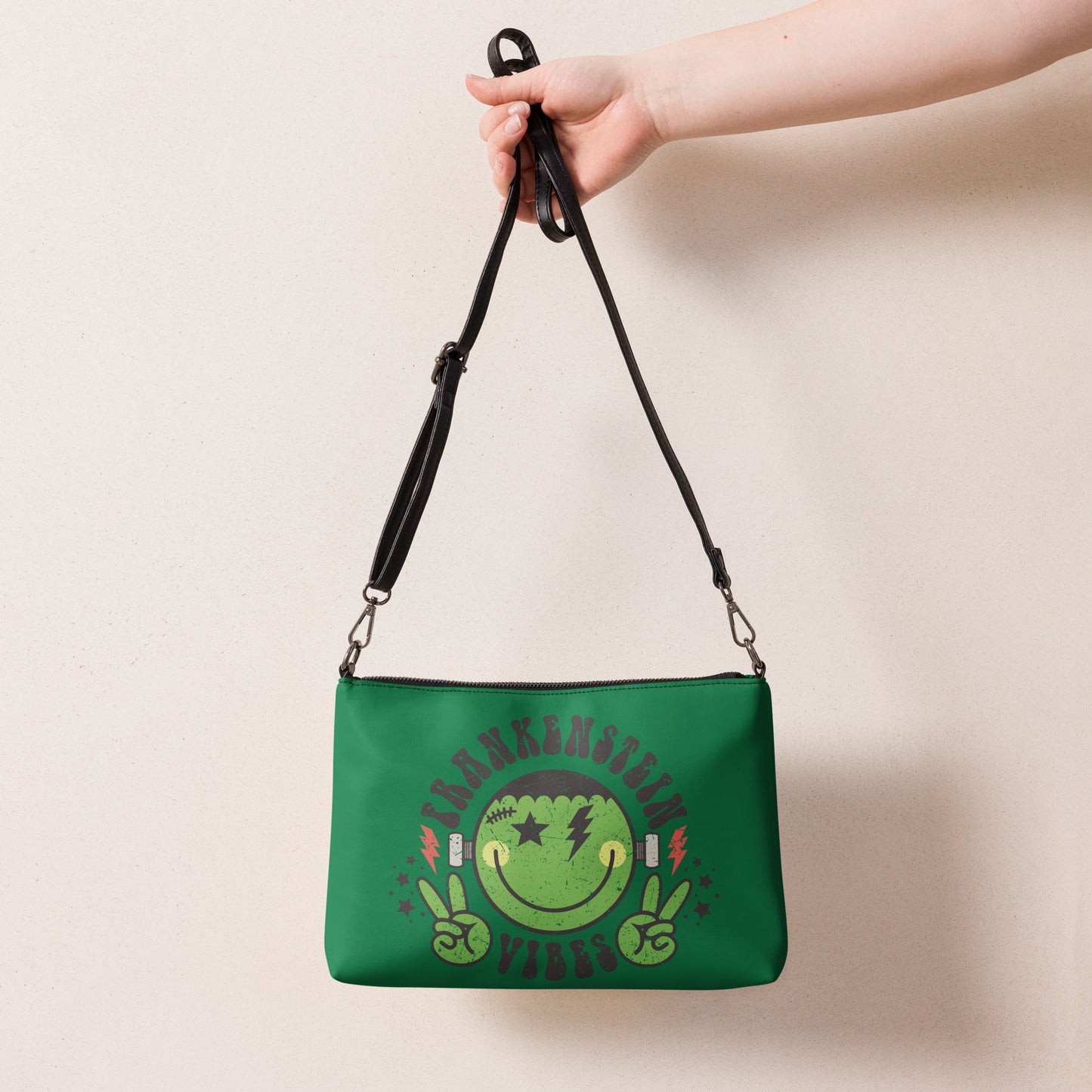 Frankenstein Vibes Halloween Retro Style Green Crossbody Bag Purse