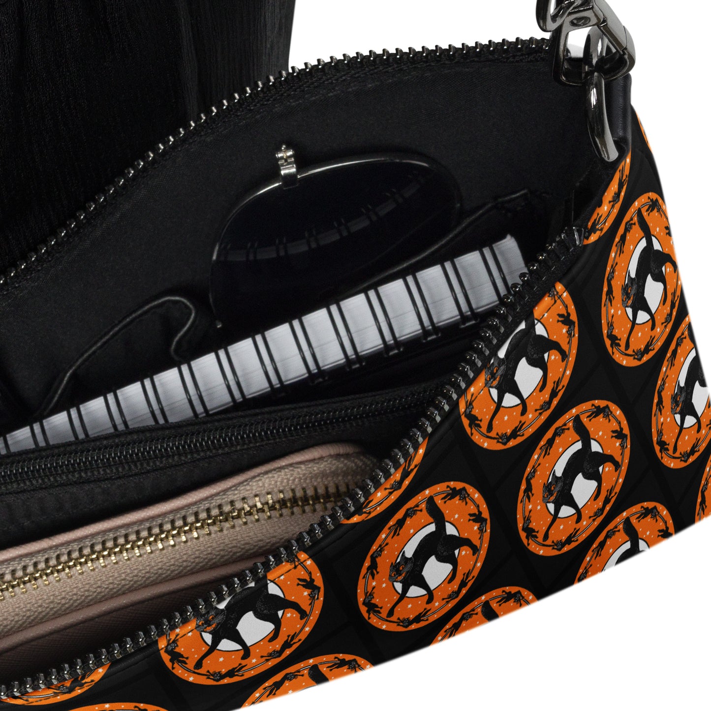 Black Cats Moon And Stars Retro Gothic Vintage Halloween Print Crossbody Bag Purse