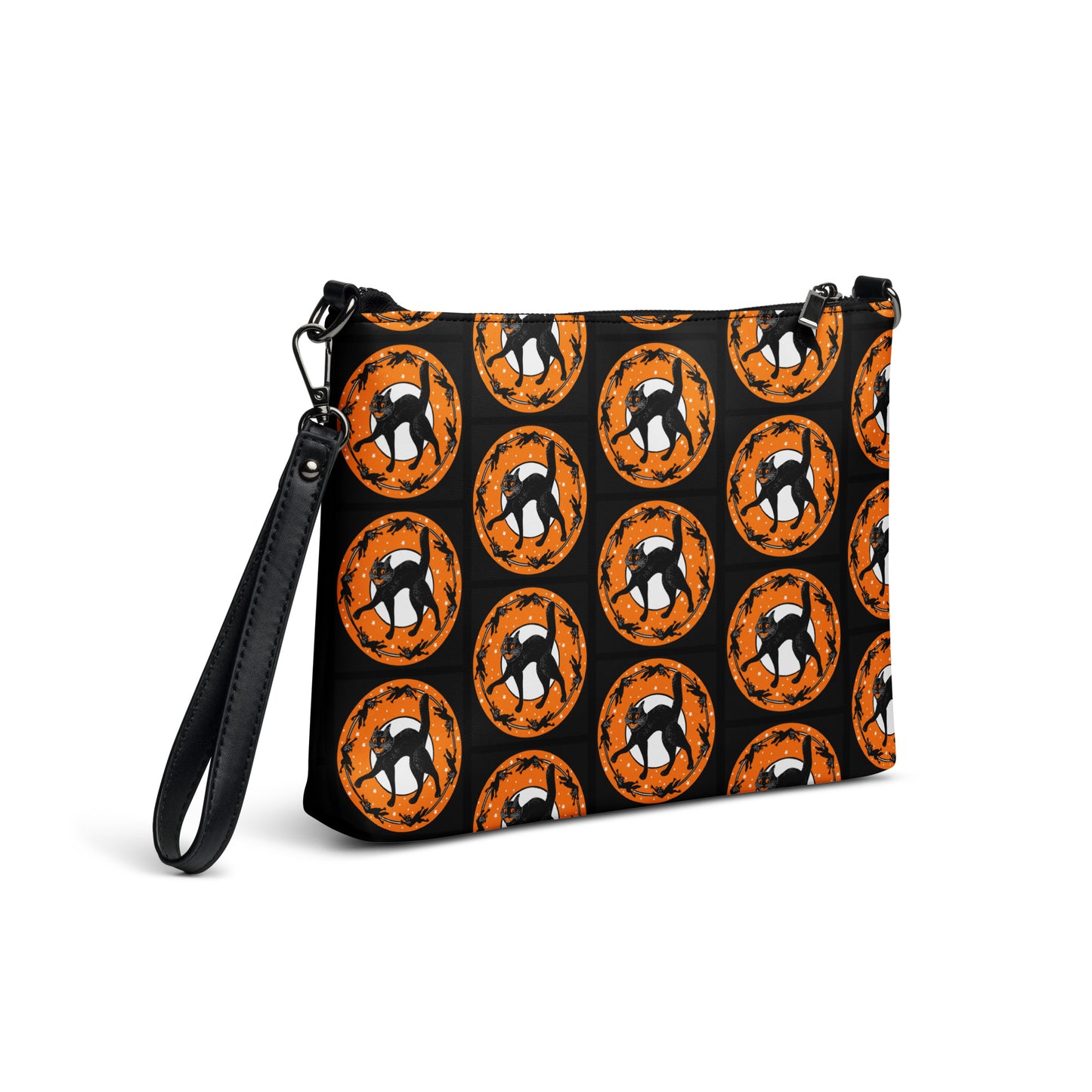 Black Cats Moon And Stars Retro Gothic Vintage Halloween Print Crossbody Bag Purse