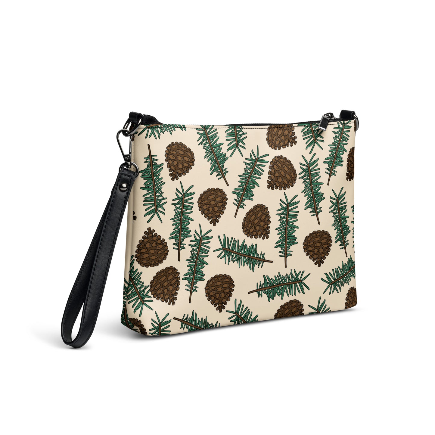 Pinecones With Sprigs Of Pine Cute Winter Christmas Crossbody Bag Purse