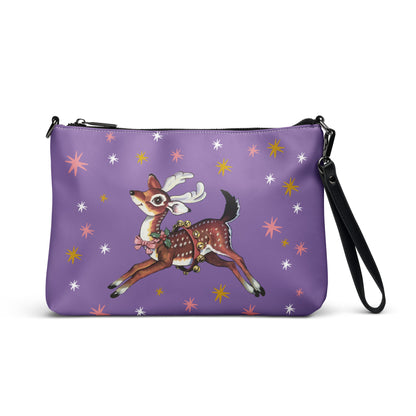 Reindeer Stars Mid Century Retro Christmas Crossbody Bag