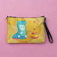 This yellow crossbody purse features the cute smoking caterpillar on one side and pink mushrooms on the other. It's a shoulder bag that converts into an oversized wristlet clutch.