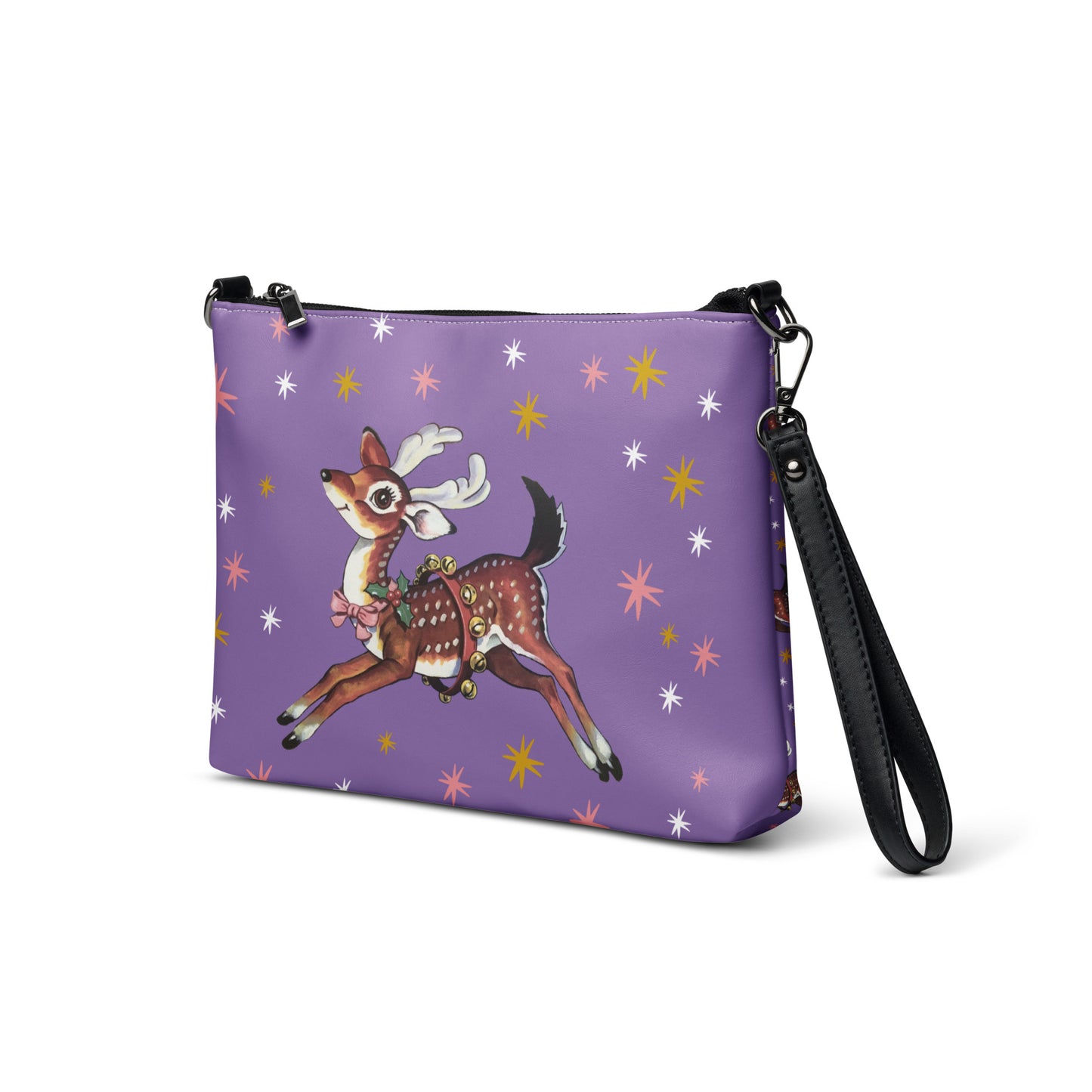 Reindeer Stars Mid Century Retro Christmas Crossbody Bag