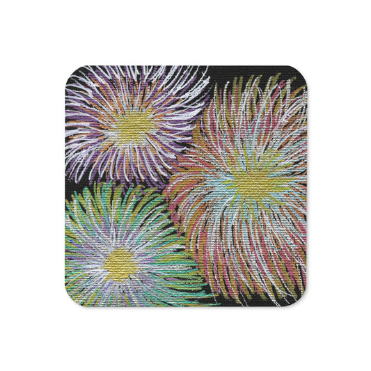 Space Firework Flowers Caden Caraco Art Cork-back Coaster