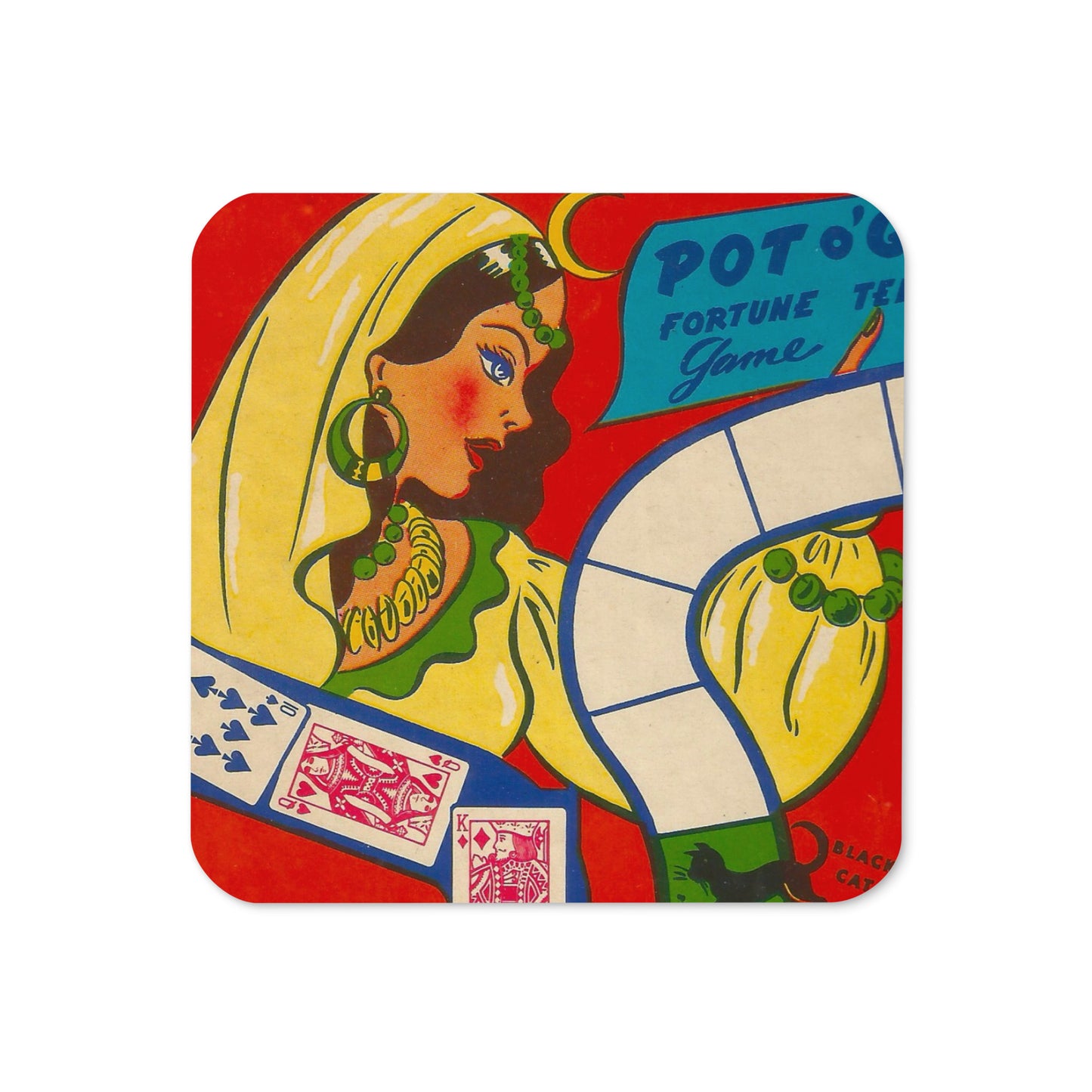 Fortune Teller Retro Pot O'Luck Board Game Retro Halloween Print Cork-back Coaster