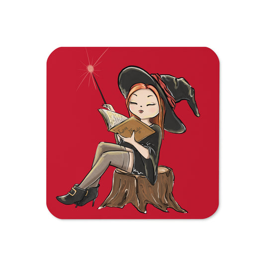 Red Witch Love Magic Halloween Cork-back Coaster