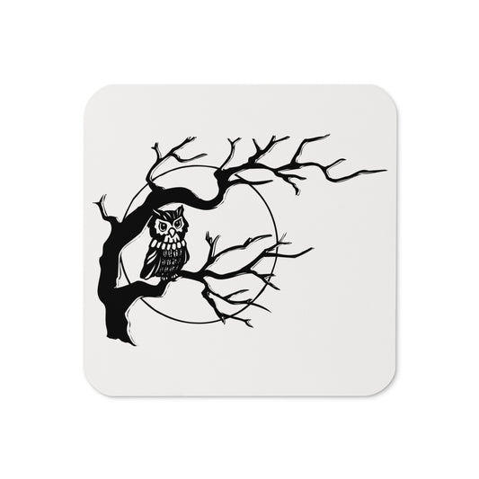 Retro Owl In Tree Halloween Retro Print Cork-back Coaster