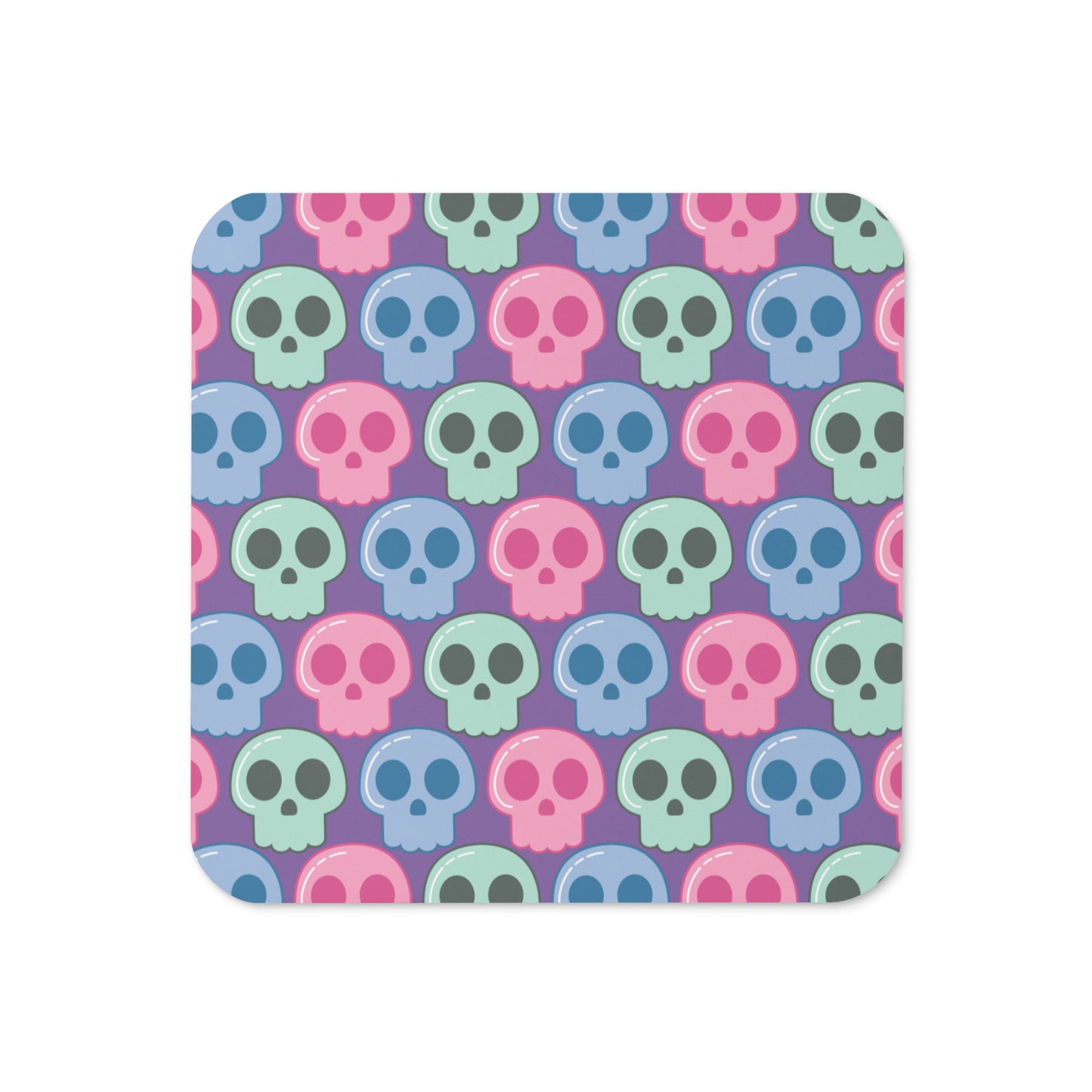 Pastel Goth Skulls Halloween Cork-back Coaster