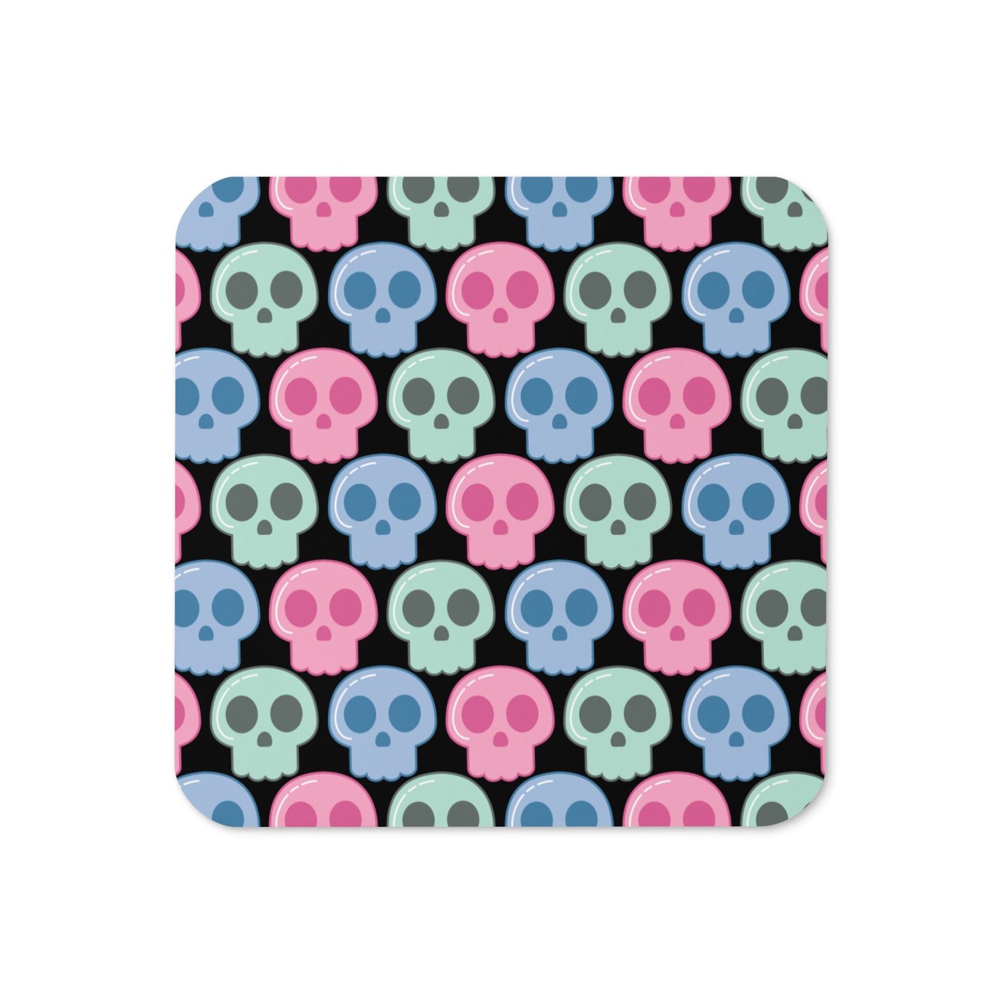 Pastel Goth Skulls Halloween Cork-back Coaster