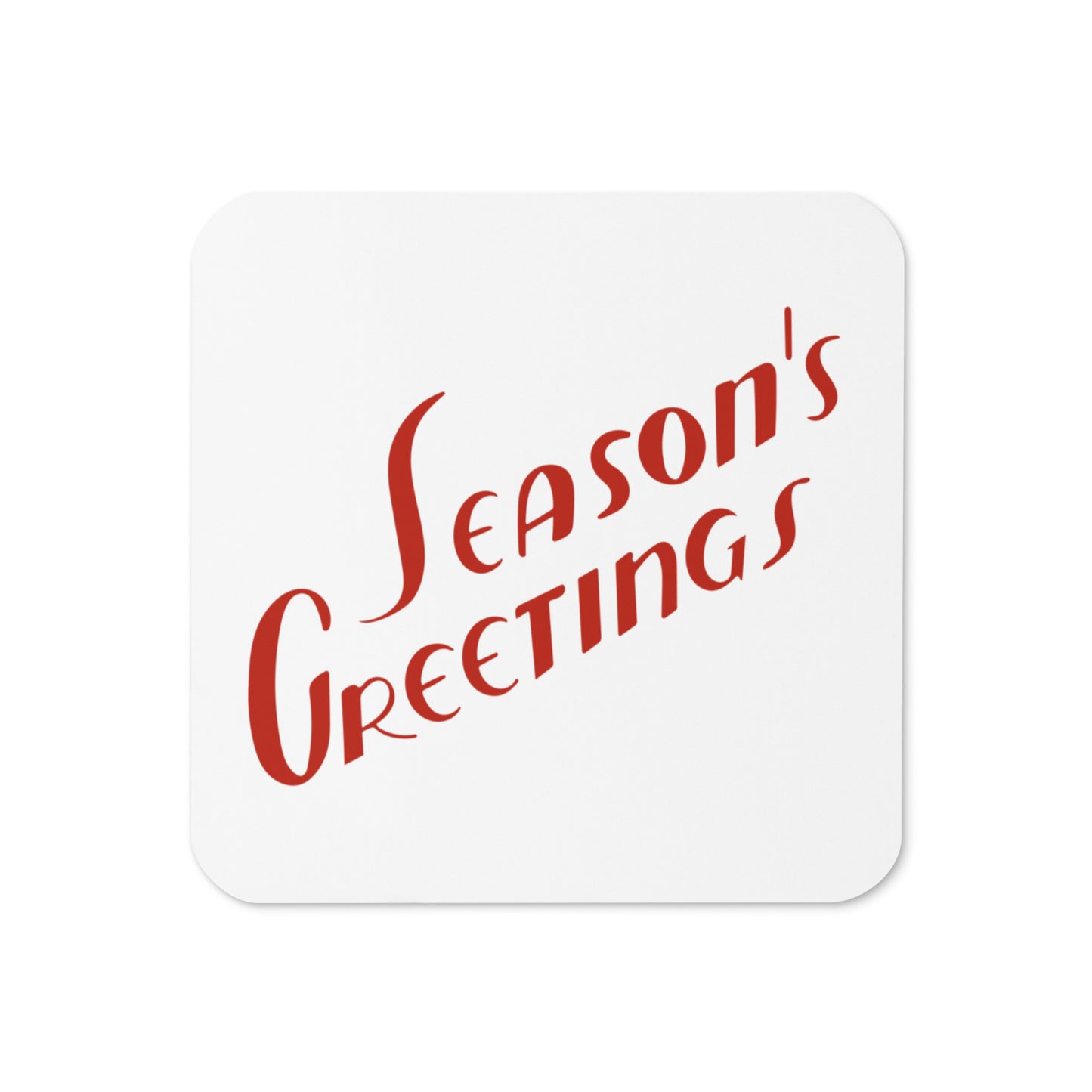 Season's Greetings Retro Christmas Print Cork-back Coaster