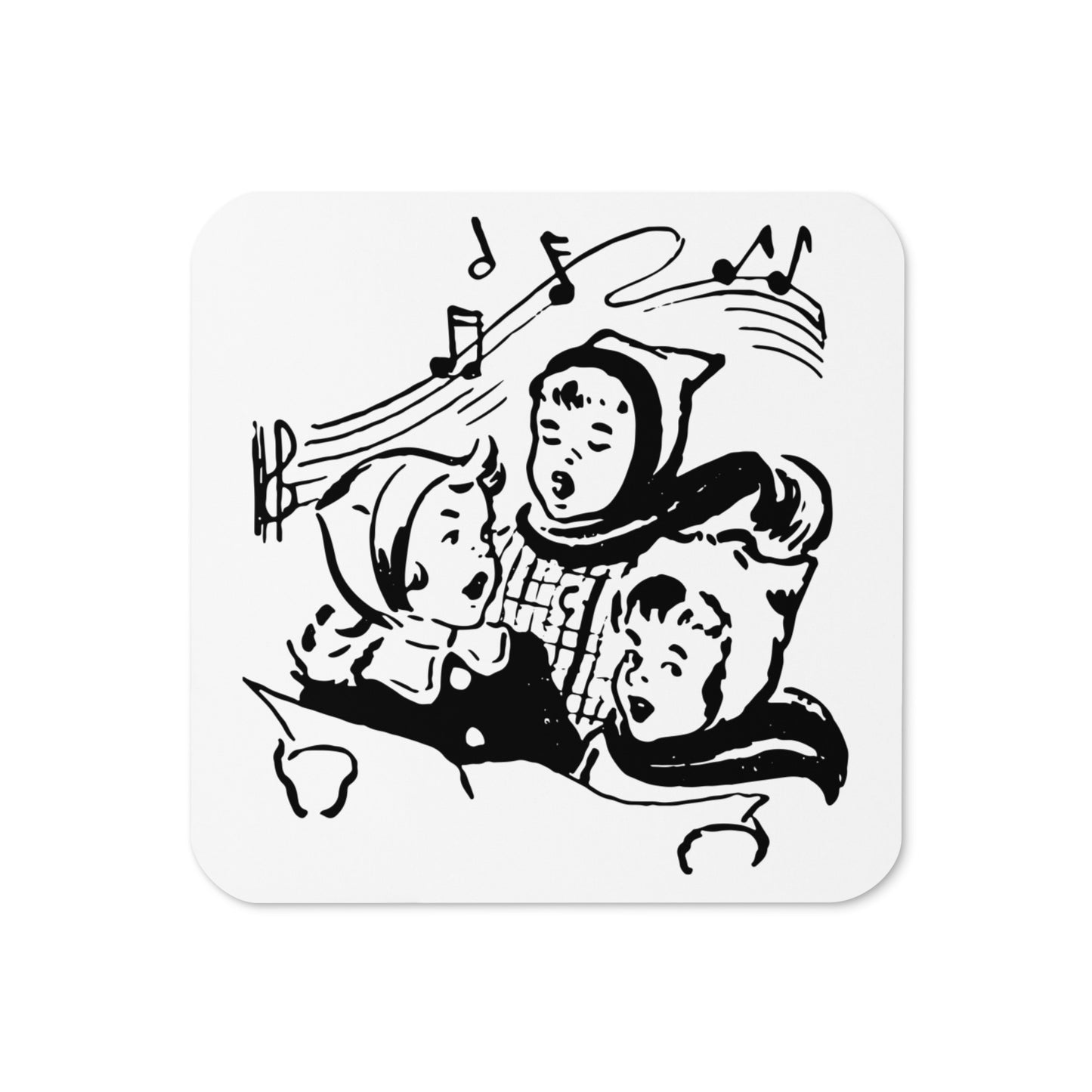 Christmas Carolers Mid Century Retro Christmas Print Cork-back Coaster