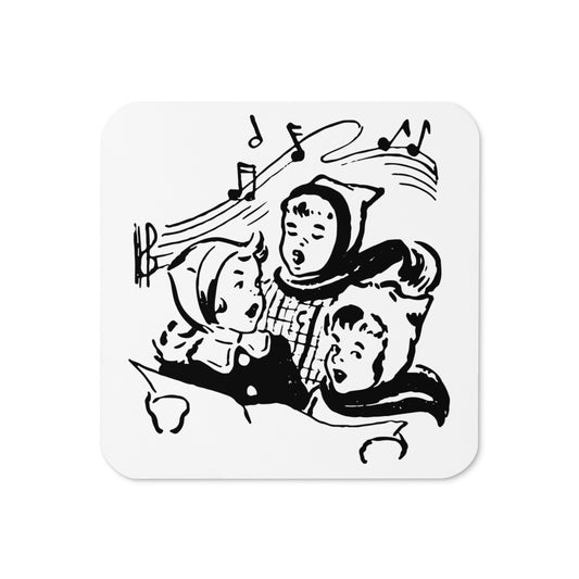 Christmas Carolers Mid Century Retro Christmas Print Cork-back Coaster