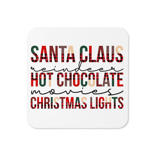 Santa Claus Reindeer Hot Chocolate Movies Christmas Lights Christmas Cork-back Coaster