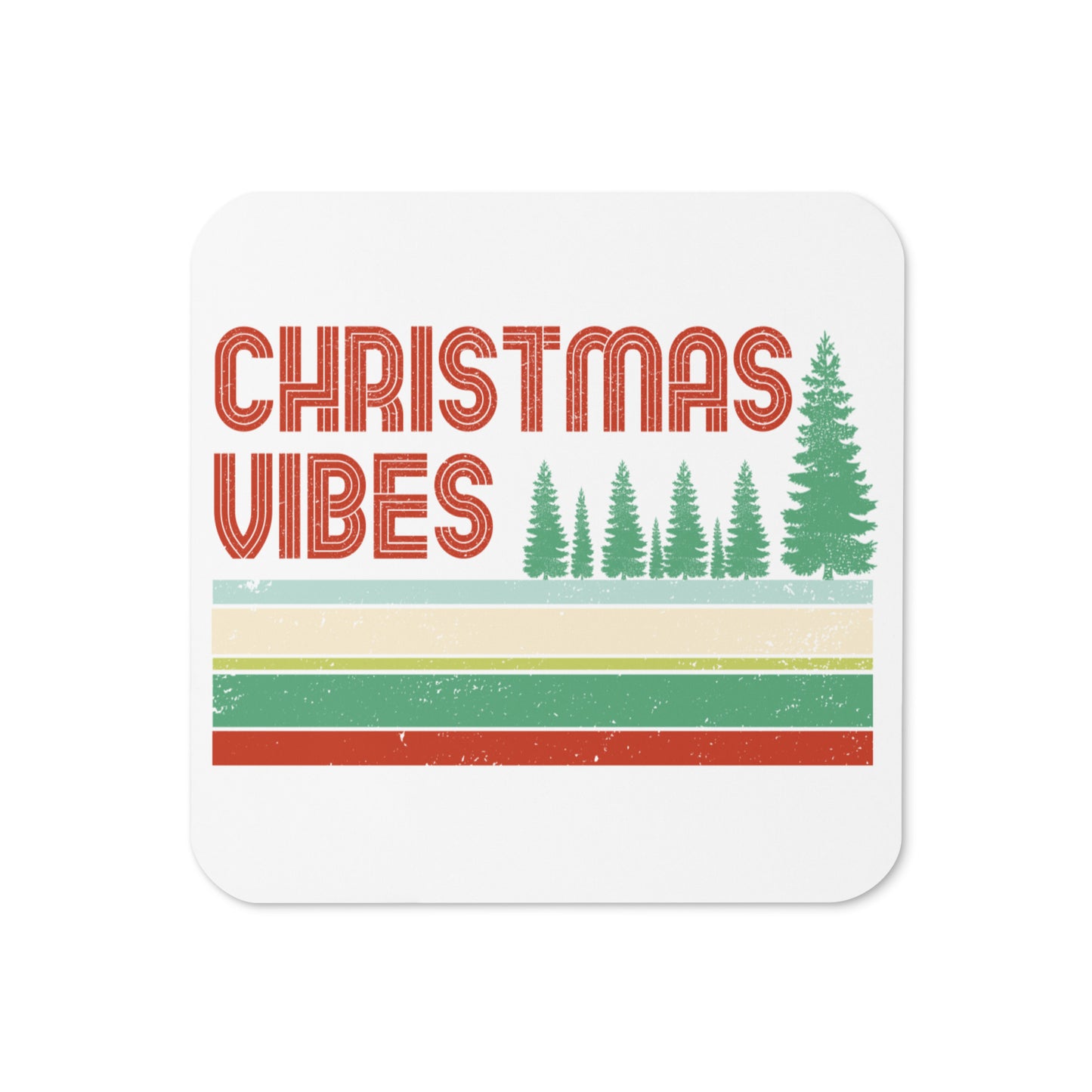 Christmas Vibes Retro Style Christmas Cork-back Coaster