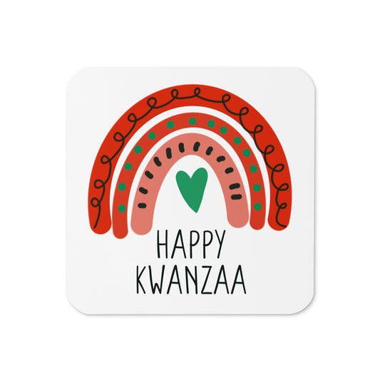 Happy Kwanzaa Boho Rainbow Cork-back Coaster