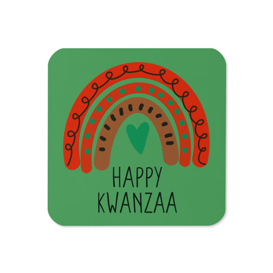 Happy Kwanzaa Boho Rainbow Cork-back Coaster