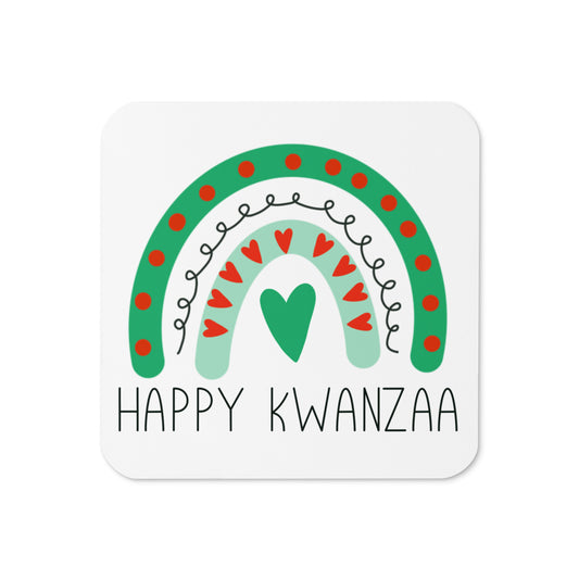 Happy Kwanzaa Boho Rainbow Cork-back Coaster