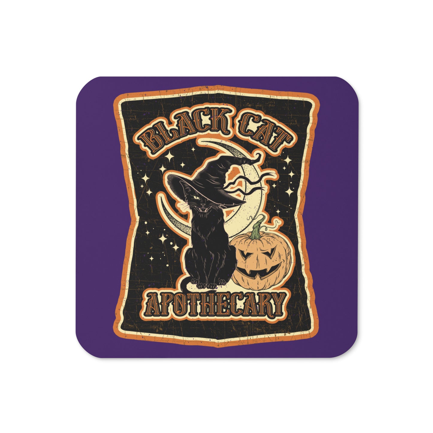 Black Cat Apothecary Halloween Cork-back Coaster