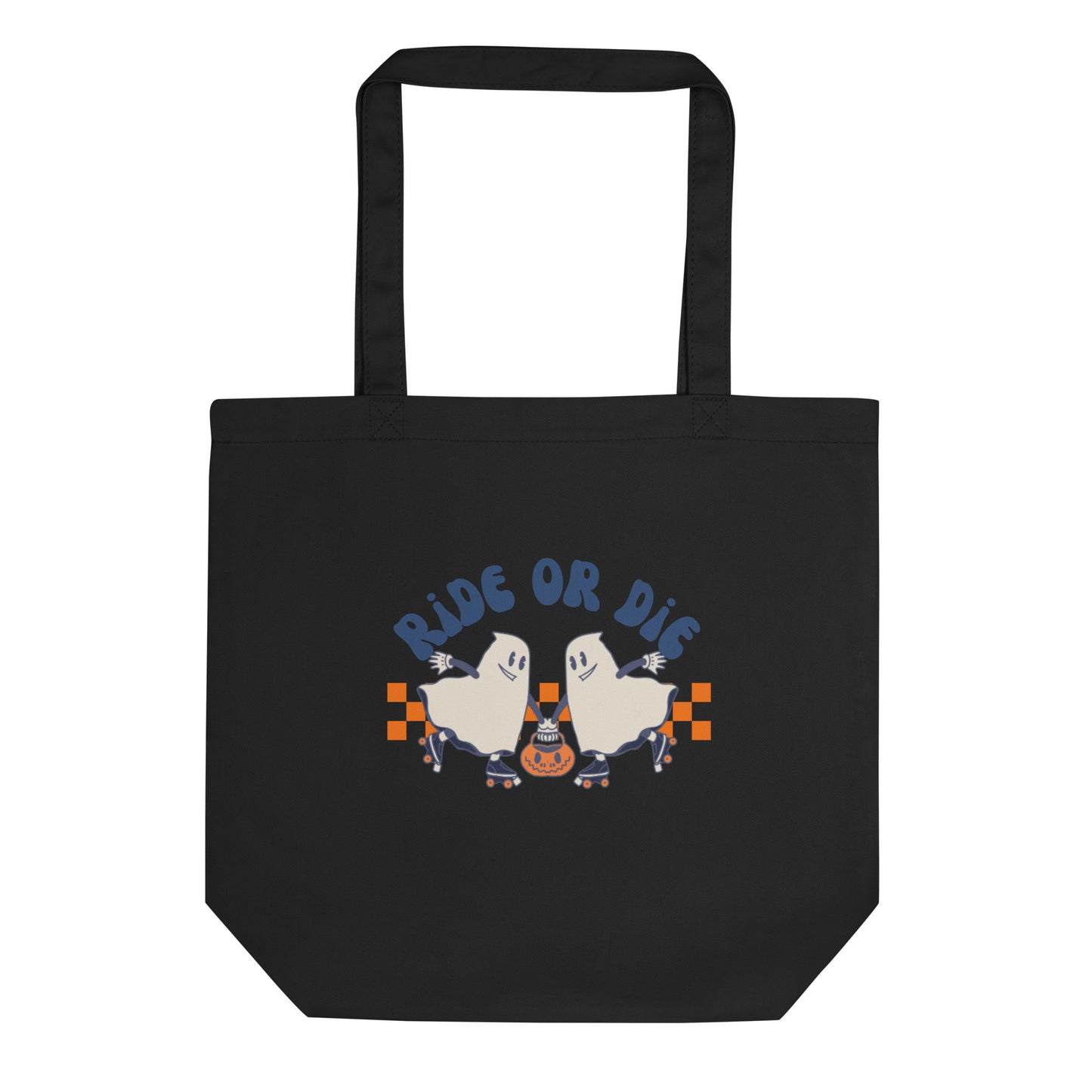 Ride Or Die Ghosts Retro Style Halloween Eco Cotton Tote Bag