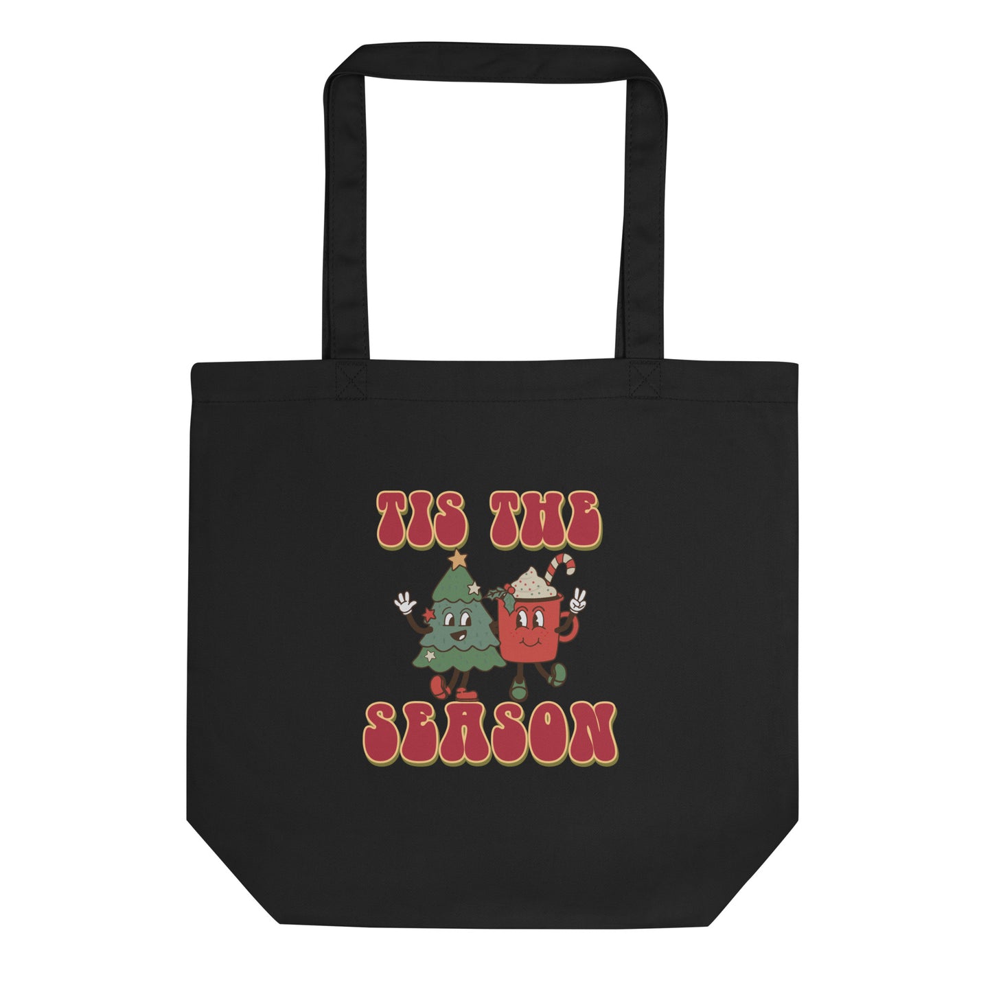 Tis The Season Retro Style Christmas Eco Cotton Tote Bag