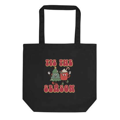 Tis The Season Retro Style Christmas Eco Cotton Tote Bag