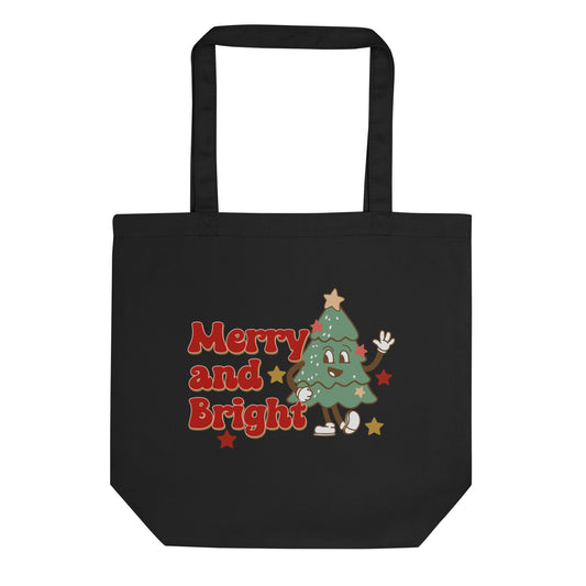 Merry And Bright Christmas Eco Cotton Tote Bag