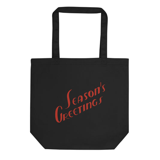 Season’s Greetings Mid Century Retro Christmas Print Eco Cotton Tote Bag