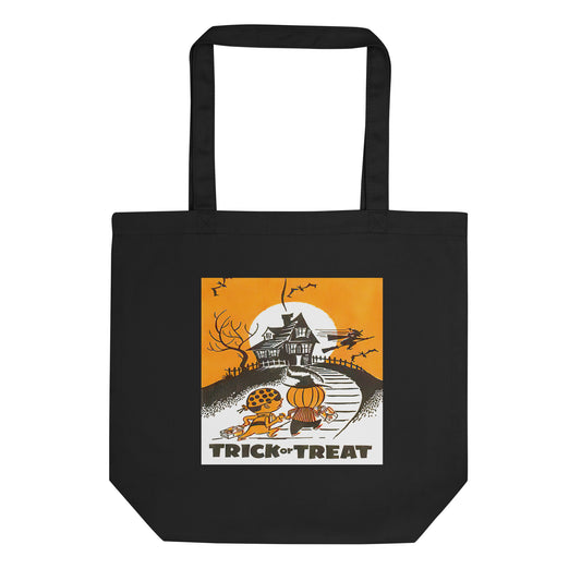 Trick Or Treat Retro Halloween Print Eco Cotton Tote Bag