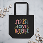 Teach Love Inspire Large Black Eco Cotton Tote Bag