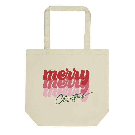 Merry Merry Merry Christmas Eco Cotton Tote Bag