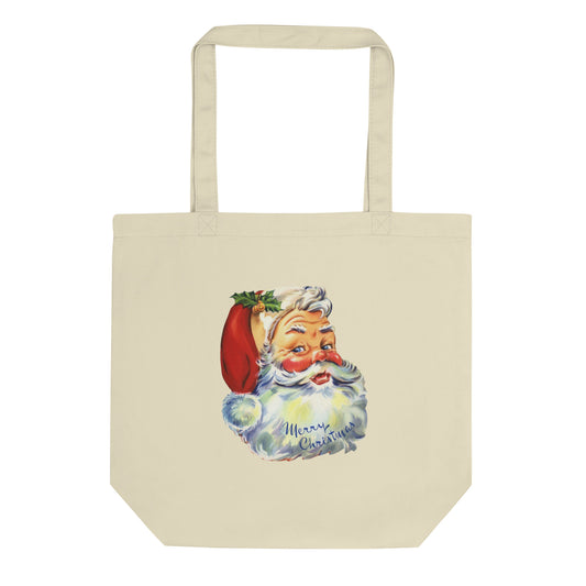 Merry Christmas Santa Retro Christmas Eco Cotton Tote Bag